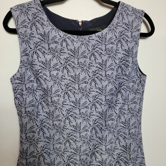 J Crew Blue Linen Dress Sz 4 Women's Floral Sleeveless Lined Career Office - Picture 5 of 11